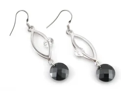 Pendientes De Plata Rodiada Con Doble Circonita Blanca Y Negra