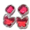 New Pendientes De Plata Rodiada Piedra Y Circonitas Mariposa