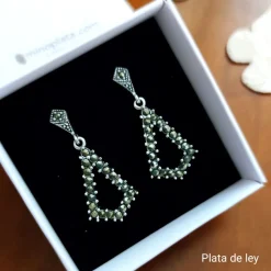 Pendientes De Plata Vieja Con Marquesitas