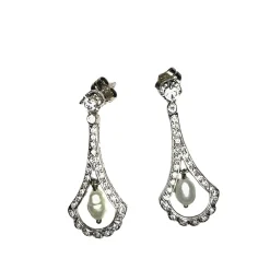 Pendientes De Plata Y Perlas Cultivadas Y Circonitas