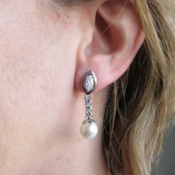 Pendientes De Plata Y Perlas Con Circonitas