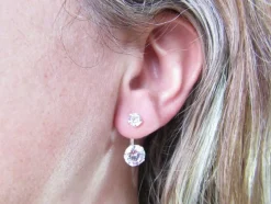Pendientes Dobles De Plata Y Circonitas