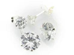 Pendientes Dobles De Plata Y Circonitas