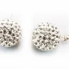 Outlet Pendientes En Plata De Ley Con Cristales Blancos 14 Mm.