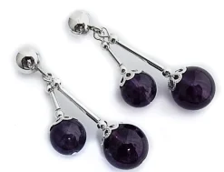 Pendientes En Plata De Ley Con Doble Bola Amatista