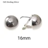 Clearance Pendientes En Plata De Ley Media Bola 16 Mm. Con Cierre Omega