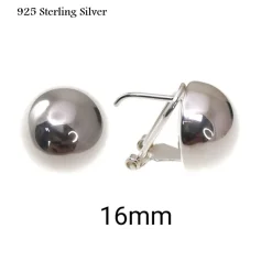 Clearance Pendientes En Plata De Ley Media Bola 16 Mm. Con Cierre Omega