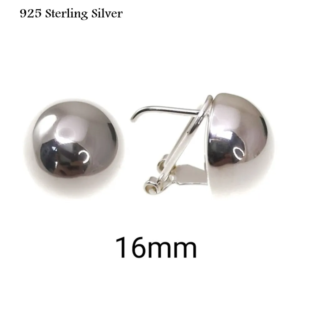 Clearance Pendientes En Plata De Ley Media Bola 16 Mm. Con Cierre Omega