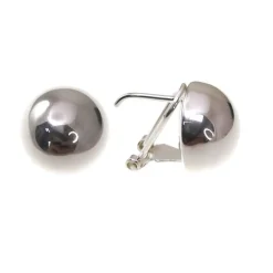 Clearance Pendientes En Plata De Ley Media Bola 16 Mm. Con Cierre Omega
