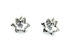 Pendientes Flores De Plata Rodiada Con Circonitas Blancas
