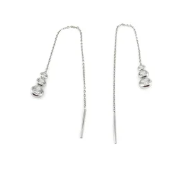 Pendientes Largos De Plata Con Circonitas