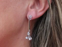 Sale Pendientes Largos De Plata Rodiada Piedras Y Circonitas