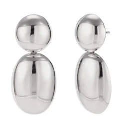 Outlet Eriety Jewels Pendientes largos y modernos de Acero Inoxidable - Ovalados