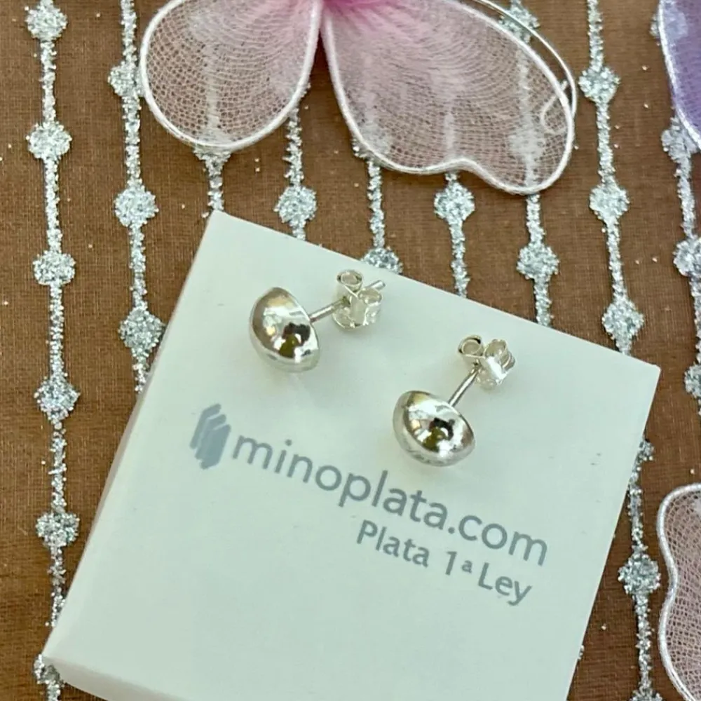 Outlet Pendientes Media Bola 8 Mm. De Plata De Ley
