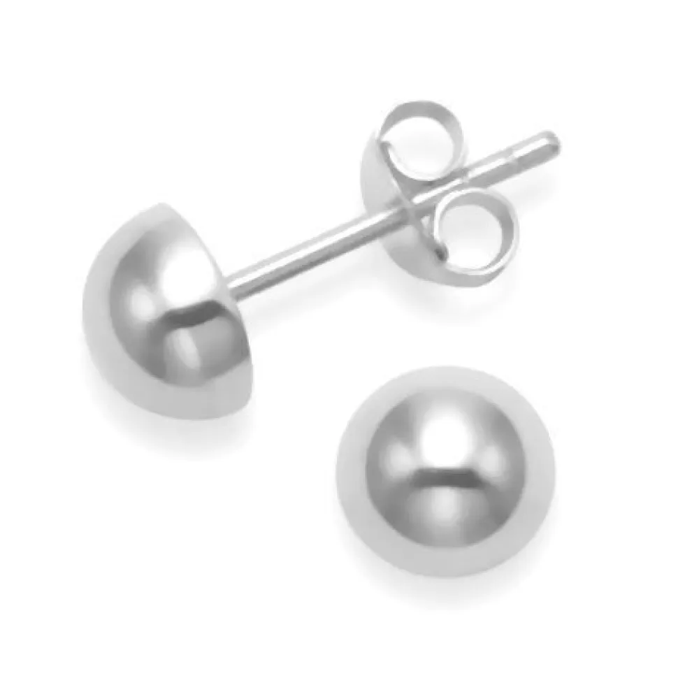 Outlet Pendientes Media Bola 8 Mm. De Plata De Ley