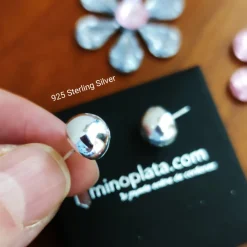Outlet Pendientes Media Bola 8 Mm. De Plata De Ley