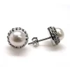Sale Pendientes Perla Con Cristales Blancos 10 Mm.