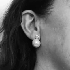 Pendientes Perlas Japonesas En Plata De Ley 16 Mm.