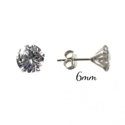 Clearance Pendientes Plata Circonita 6 Mm.