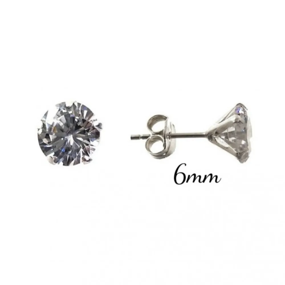 Clearance Pendientes Plata Circonita 6 Mm.