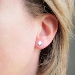 Pendientes Plata Con Cristal Swarovski Blanco 5 Mm.