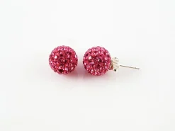 Outlet Pendientes Plata De Ley Y Cristal De Colores 10 Mm. Rosa