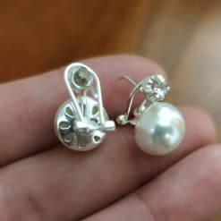 Pendientes Plata Japonesa Perla Blanca 12 Mm. Cierre Omega