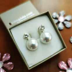 Pendientes Plata Japonesa Perla Blanca 12 Mm. Cierre Omega