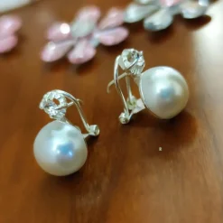 Pendientes Plata Japonesa Perla Blanca 12 Mm. Cierre Omega