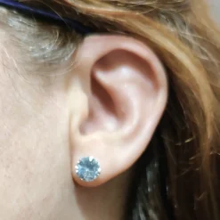 Sale Pendientes Plata Y Circonitas Blancas 9 Mm.