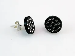 Sale Pendientes Resina Negra Con Cristal Swarovski