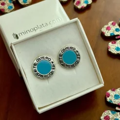 Pendientes Te Quiero Azules De Plata De Ley