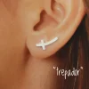 Pendientes Trepadores Cruz De Plata De Ley