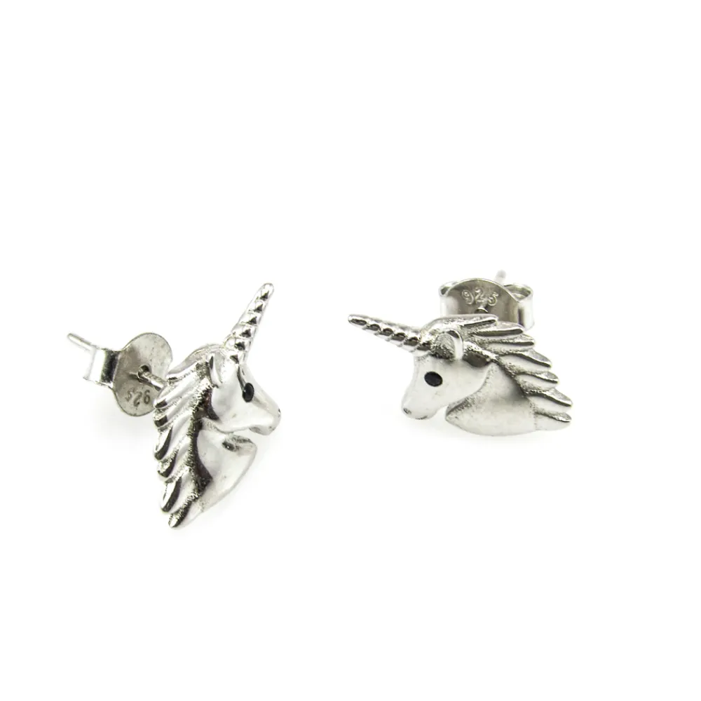 Pendientes Unicornio De Plata De Ley