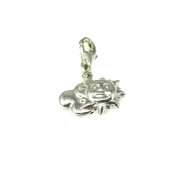 Pieza Colgante Sol Y Nube De Plata Estilo Charms