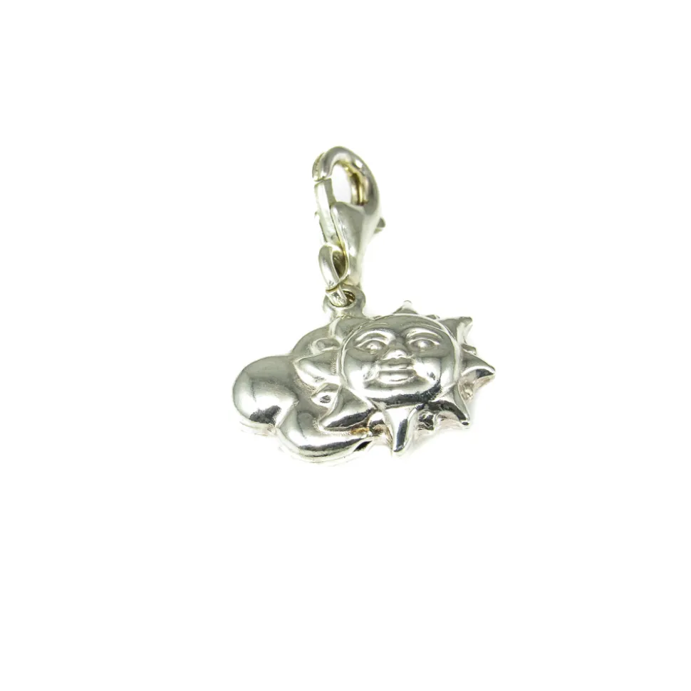 Pieza Colgante Sol Y Nube De Plata Estilo Charms