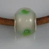 Pieza De Cristal De Murano Blanco, Verde Y Plata De Ley