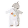 Pijama estrellitas y rayas beige (40 cm)