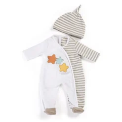 Pijama estrellitas y rayas beige (40 cm)
