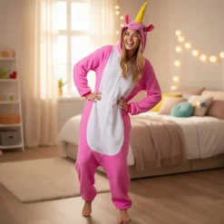 New Kebedo Moda Pijama Mono Enterizo Unicornio Rosa Mujer