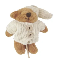Pincho Paño Peluche Osito Oso Abrigo gorro blanco