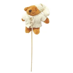 Pincho Paño Peluche Osito Oso Abrigo gorro blanco