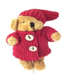 Pincho Paño Peluche Osito Oso Abrigo gorro rojo