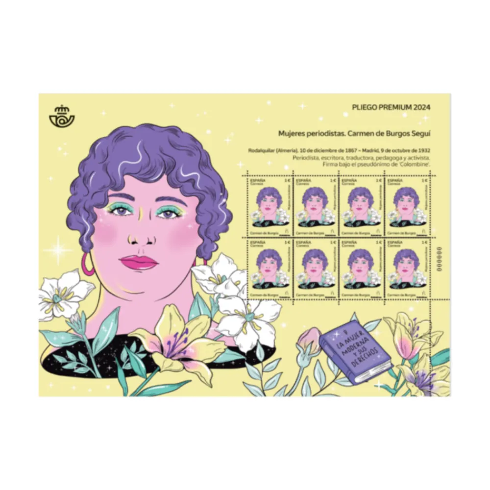 Sale Pliego premium Carmen de Burgos | Pliego de 8 sellos | #8MTodoElAño
