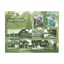 Prueba filatélica Parques históricos de Madrid | Ciudad sostenible | Prueba de artista