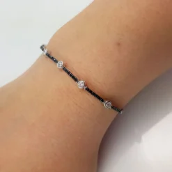 Best Pulsera Ajustable En Plata Rodiada Y Circonitas Blancas Y Negras
