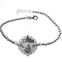 Pulsera Bolas Con La Virgen Del Rocío De Plata De Ley