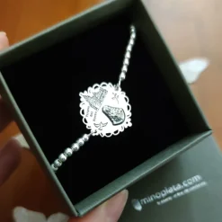 Pulsera Bolas Con La Virgen Del Rocío De Plata De Ley