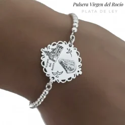Pulsera Bolas Con La Virgen Del Rocío De Plata De Ley