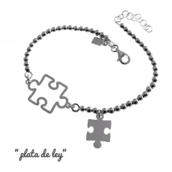 Pulsera Bolas Con Piezas De Puzzle En Plata De Ley
